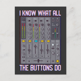 Funny Disco Techno DJ Button Mixer Postkarte