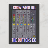 Funny Disco Techno DJ Button Mixer Postkarte (Vorderseite)
