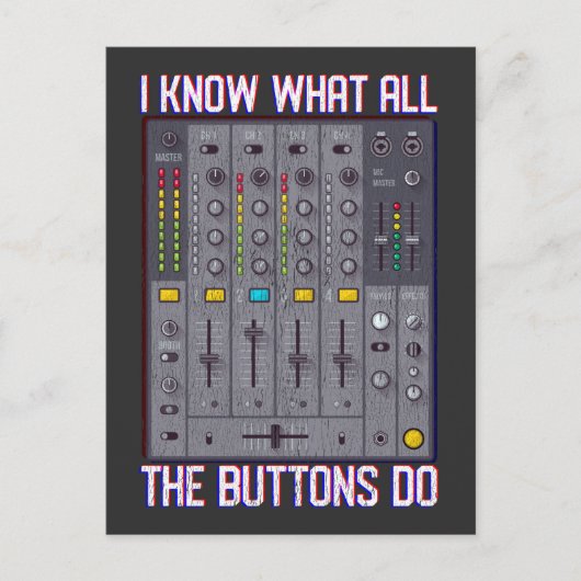 Funny Disco Techno DJ Button Mixer Postkarte (Vorderseite)