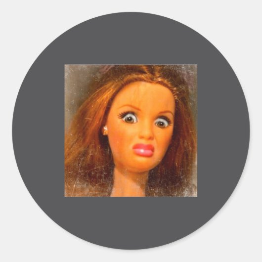 Funny Disgusting Doll Face Meme  Runder Aufkleber (Vorderseite)