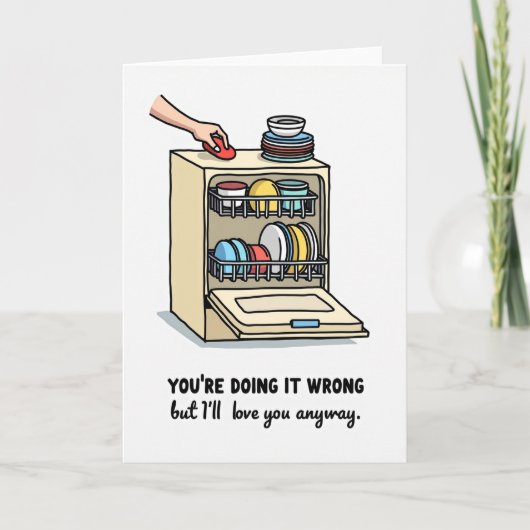 Funny Dishwasher Wrong Love Card Karte (Vorderseite)