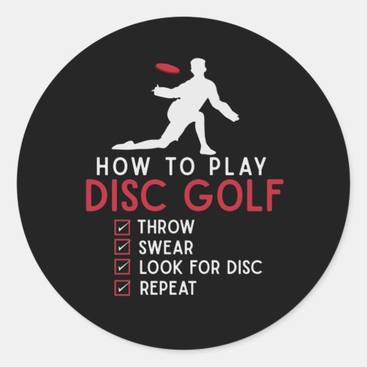 Funny Disk Golf Instruction Frisbee Disk Golfing Runder Aufkleber (Vorderseite)