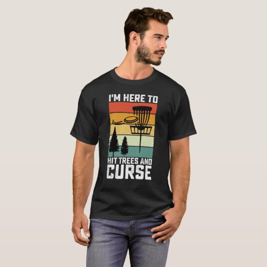 Funny Disk Golf Shirt Hit Trees und Curse Retro (Vorne ganz)