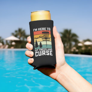 Funny Disk Golf Shirt Hit Trees und Curse Retro Selters Dosenkühler