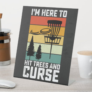Funny Disk Golf Shirt Hit Trees und Curse Retro Sockelschild
