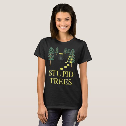 Funny Disk Golf Stupid Tree Frisbee Golfing T-Shirt (Vorne ganz)