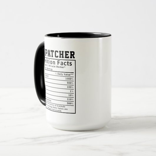 Funny Dispatcher Nutrition Facts Staff Worker Gift Tasse (Vorderseite Links)