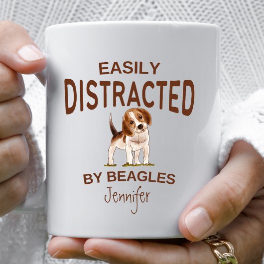 Funny Distracted by Beagle Personalisiert Kaffeetasse