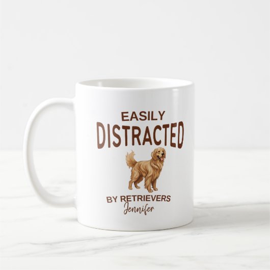 Funny Distracted by Retrievers Personalisiert Kaffeetasse (Links)