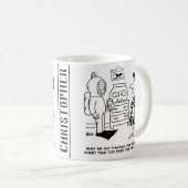 Funny Diver Cartoon mit Man Füttre Goldfish Kaffeetasse (VorderseiteRechts)
