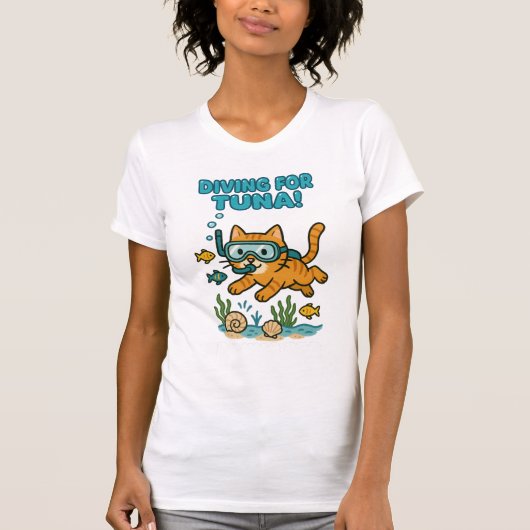 Funny Diving Cat Summer T - Shirt (Vorderseite)
