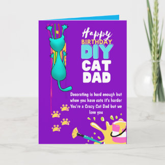 Funny DIY CAT VATER Geburtstag - Crazy About Cats Karte