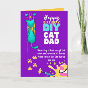 Funny DIY CAT VATER Geburtstag - Crazy About Cats Karte