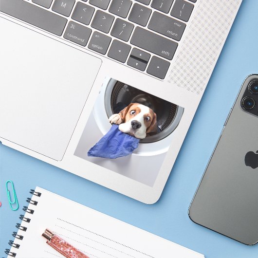 Funny dizzy beagle delicate washing aufkleber (Laptop mit iPhone)