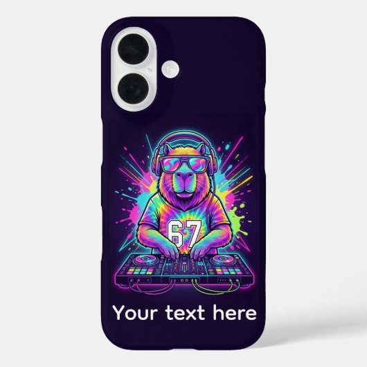 Funny DJ Capybara Cool 67 tie dye Neon Music Party Case-Mate iPhone Hülle (Rückseite)