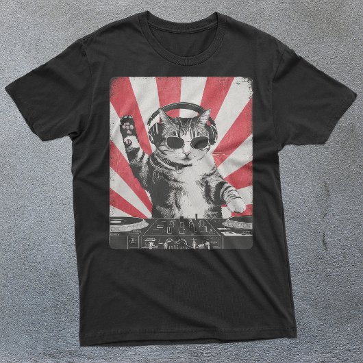 Funny DJ Cat Disco Sound Tech Headphone Music T-Shirt