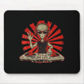Funny Dj Graphic Tee Music Lover Alien Dj Music Mi Mousepad (Vorne)