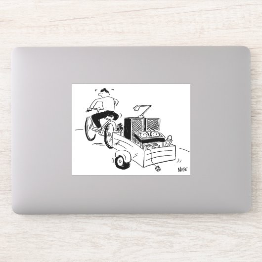 Funny DJ Mobile Disco Record Player Cartoon Aufkleber (Computer)