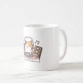Funny DJ Scratch Cat Auf Turntable Kaffeetasse (VorderseiteRechts)