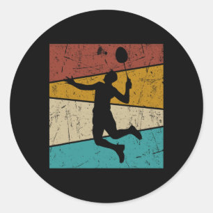 Funny Dminton Shuttle Vintag Retro für Damen Runder Aufkleber