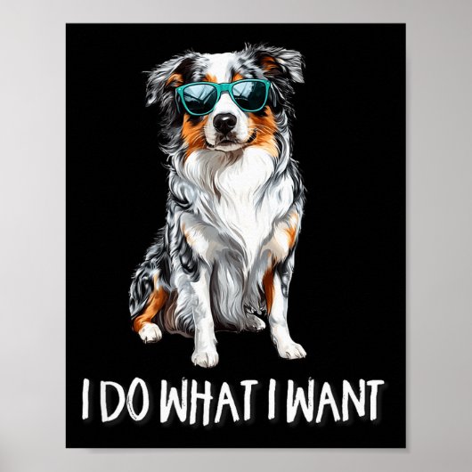 Funny Do What I Want Blue Merle Australian Shepher Poster (Vorne)