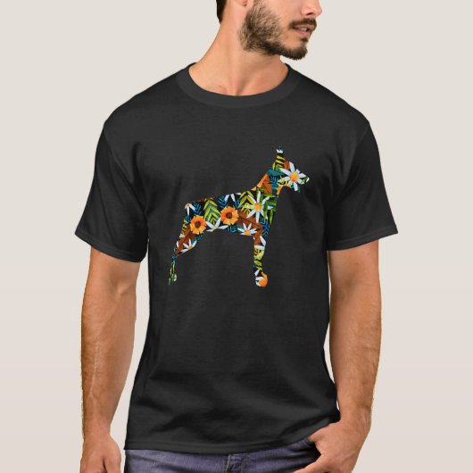Funny Doberman Art For Men Women Floral Doberman P T-Shirt (Vorderseite)
