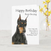 Funny Doberman Birthday Card Karte (Gelbe Blume)