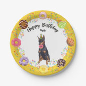 Funny Doberman Birthday Party Paper Plate Pappteller (Vorderseite)