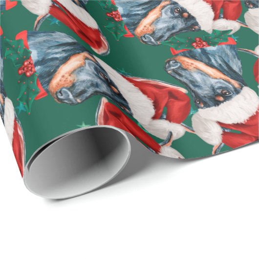 Funny Doberman Christmas Pattern Geschenkpapier (Rolleneckpunkt)