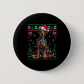 Funny Doberman Christmas Santa Hat Dog Ugly Sweate Button (Vorderseite)