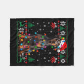 Funny Doberman Christmas Santa Hat Dog Ugly Sweate Fleecedecke (Vorderseite (Horizontal))