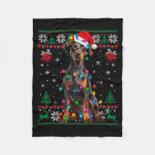 Funny Doberman Christmas Santa Hat Dog Ugly Sweate Fleecedecke (Vorderseite)