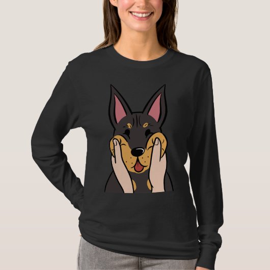 Funny Doberman Chubby Cheeks T-Shirt (Vorderseite)
