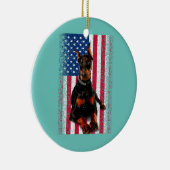 Funny Doberman Dog American Flag Patriotic Happy Keramik Ornament (Rechts)