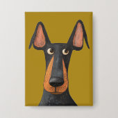 Funny Doberman Dog Black Tan Mustard Yellow Button (Vorderseite)