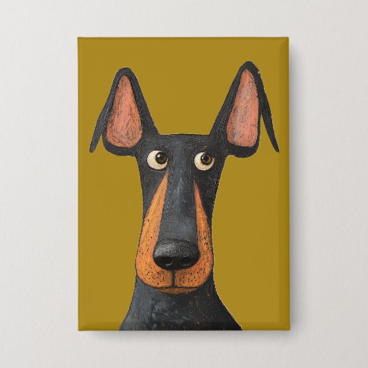 Funny Doberman Dog Black Tan Mustard Yellow Button (Vorderseite)