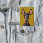 Funny Doberman Dog Black Tan Mustard Yellow Button (Insitu)