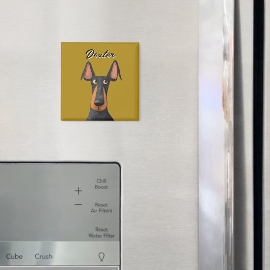 Funny Doberman Dog Black Tan Mustard Yellow Magnet (In Situ (Kühlschrank))