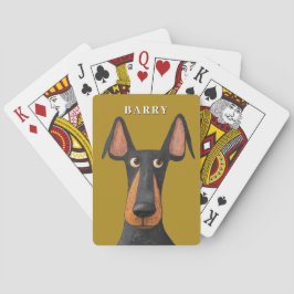 Funny Doberman Dog Black Tan Mustard Yellow Spielkarten