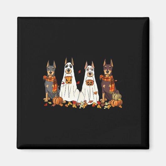 Funny Doberman Dog Ghost Herbst Autumn Leaves Dank Magnet (Vorne)