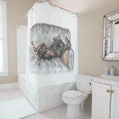 Funny Doberman on Sofa Duschvorhang (Beispiel)