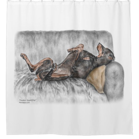 Funny Doberman on Sofa Duschvorhang (Vorderseite)