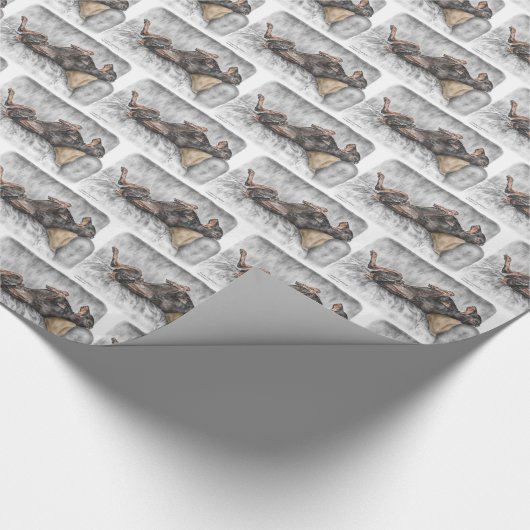 Funny Doberman on Sofa Geschenkpapier (Ecke)