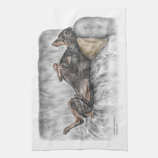Funny Doberman on Sofa Handtuch (Vertikal)