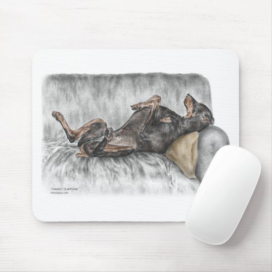 Funny Doberman on Sofa Mousepad (Mit Mouse)