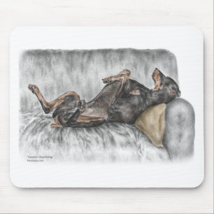 Funny Doberman on Sofa Mousepad