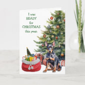 Funny Doberman Pinscher Dog Bereit für Weihnachten (Vorderseite)