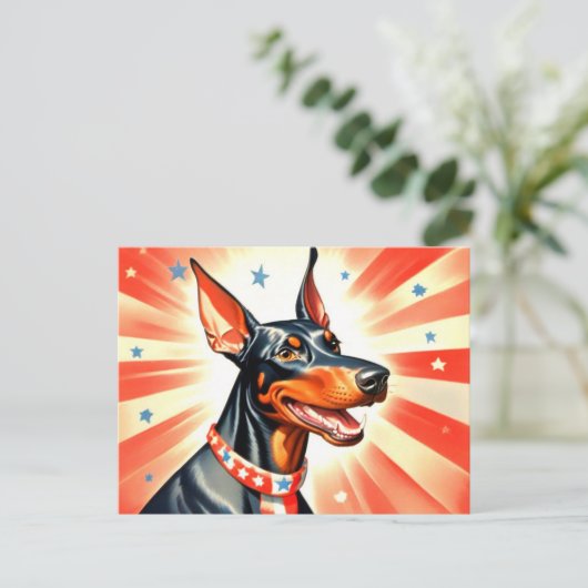 Funny Doberman Pinscher Postkarte (Stehend Vorderseite)