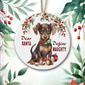 Funny Doberman Pinscher Pup Definition Naughty Fer Keramik Ornament