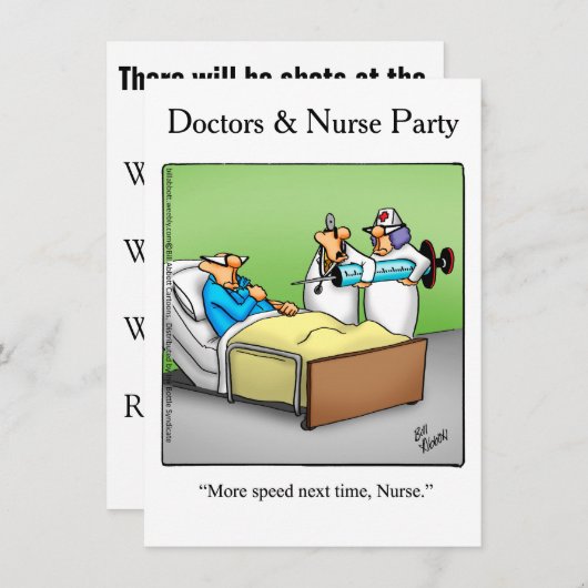 Funny Docs & Nurses Party Einladungen (Vorne/Hinten)